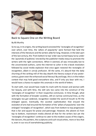 Back to Square One on the Writing Board