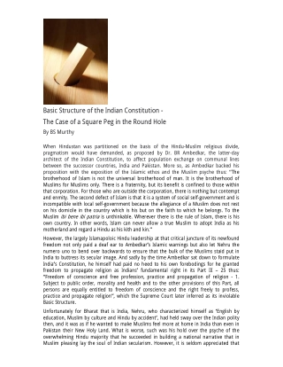 Basic Structure of the Indian Constitution - The Case of a Square Peg in the Round Hole