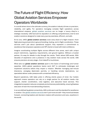 Global Trip Support and Aviation Solutions  UAS