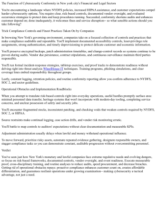 The Duty of Cybersecurity Conformity in New York's Financial and Legal Sectors