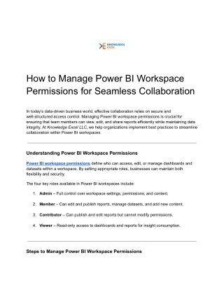 How to Manage Power BI Workspace Permissions for Seamless Collaboration