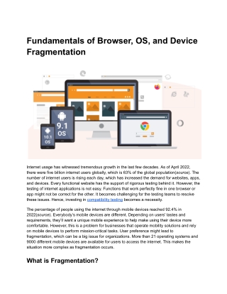 Fundamentals of Browser, OS, and Device Fragmentation