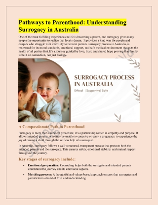 Pathways to Parenthood Understanding Surrogacy in Australia