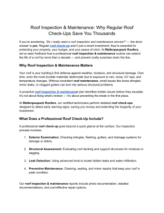 Roof Inspection & Maintenance