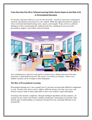 From One-Size-Fits-All to Tailored Learning Paths -  Karina Hayat on the Role of AI in Personalized Education