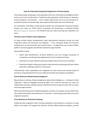 How AI is Revolutionizing Deal Origination in Private Equity