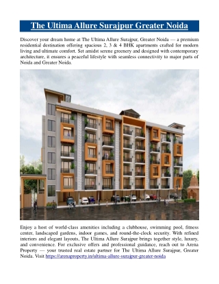 The Ultima Allure Surajpur Greater Noida