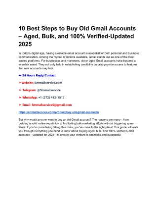 10 Best Steps to Buy Old Gmail Accounts – Aged, Bulk, and 100% Verified-Updated 2025