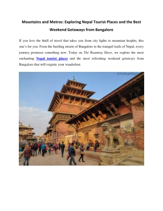 Exploring Nepal Tourist Places and the Best Weekend Getaways from Bangalore
