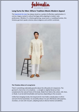 Long Kurta for Men: Where Tradition Meets Modern Appeal