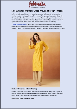 Silk Kurta for Women: Grace Woven Through Threads