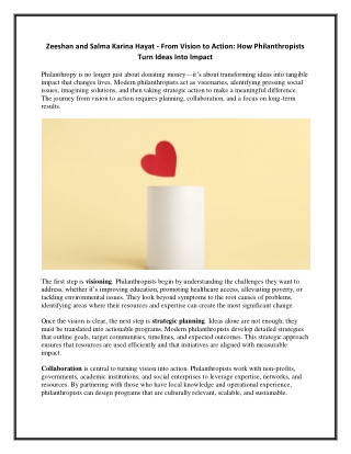 Zeeshan and Salma Karina Hayat - From Vision to Action - How Philanthropists Turn Ideas Into Impact