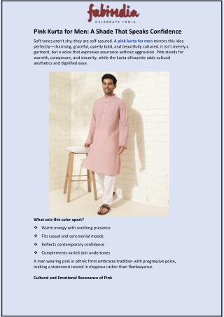Pink Kurta for Men: A Shade That Speaks Confidence