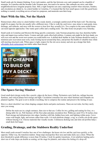 Cornelius Deck Builder: Space-Saving Solutions for Small Yards