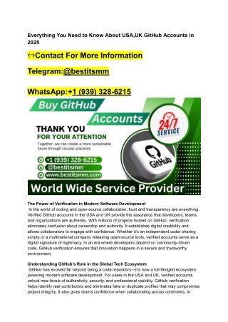 Everything You Need to Know About USA,UK GitHub Accounts in 2025