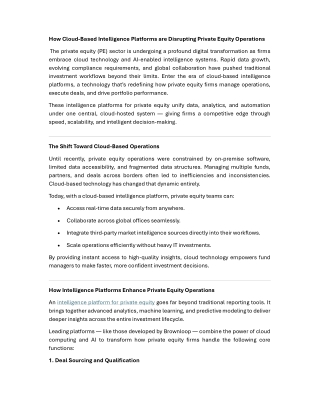 How Cloud-Based Intelligence Platforms are Disrupting Private Equity Operations