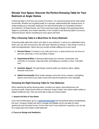 Elevate Your Space: Discover the Perfect Dressing Table for Your Bedroom at Angi