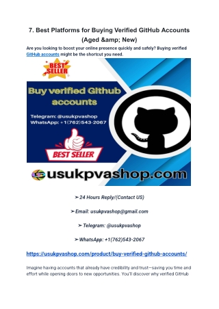 7 .Best Platforms for Buying Verified GitHub Accounts (Aged &amp; New)