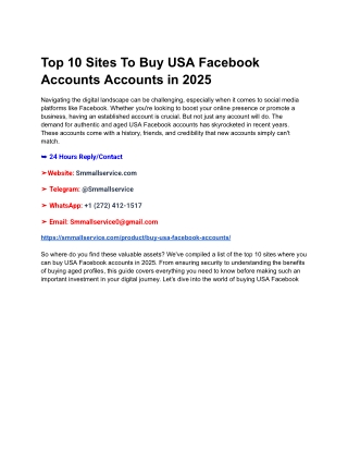Top 10 Sites To Buy USA Facebook Accounts Accounts in 2025