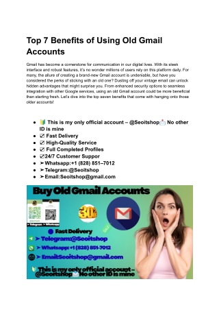 Top 7 Benefits of Using Old Gmail Accounts