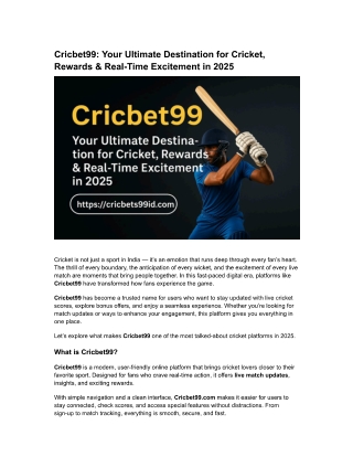 Cricbet99 Your Ultimate Destination for Cricket, Rewards & Real-Time Excitement in 2025