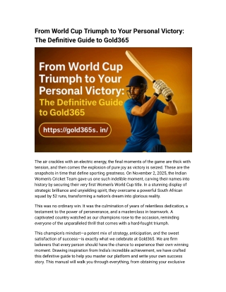 From World Cup Triumph to Your Personal Victory The Definitive Guide to Gold365