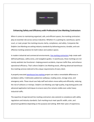 Enhancing Safety and Efficiency with Professional Line Marking Contractors