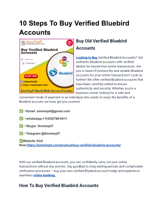 10 Steps To Buy Verified Bluebird Accounts