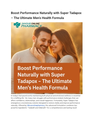 Boost Performance Naturally with Super Tadapox – The Ultimate Men’s Health Formula