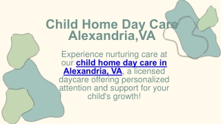 Child Home Day Care Alexandria,VA
