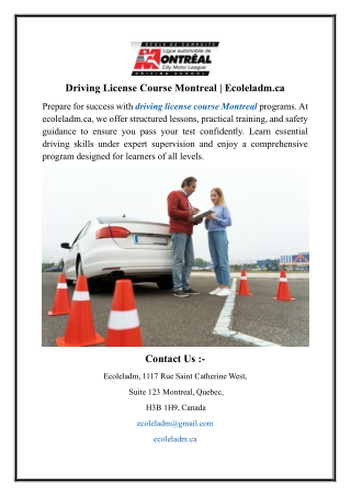 Driving License Course Montreal | Ecoleladm.ca