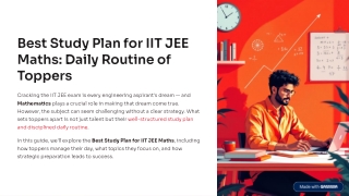 best study plan for iit jee maths daily routine of  toppers