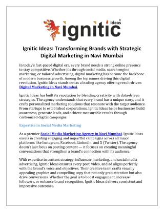 Ignitic Ideas Transforming Brands with Strategic Digital Marketing in Navi Mumbai
