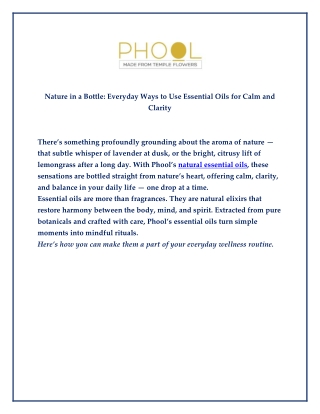 Nature in a Bottle - Everyday Ways to Use Essential Oils for Calm and Clarity