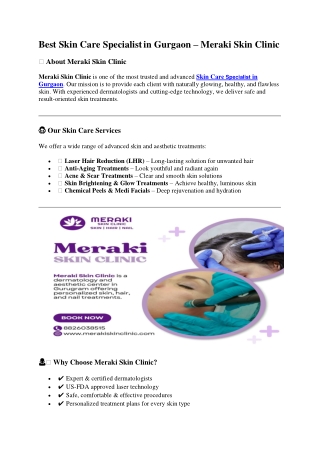 Top Skin Care Specialist in Gurgaon
