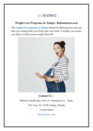 Weight Loss Programs In Tampa | Bebionicnow.com
