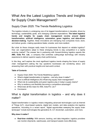 What Are the Latest Logistics Trends and Insights for Supply Chain Management_