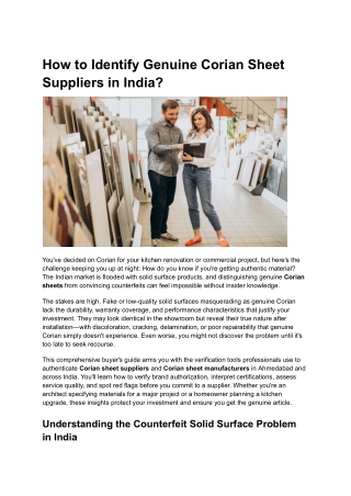 How to Identify Genuine Corian Sheet Suppliers in India_