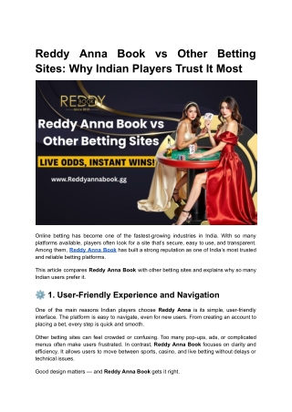 Reddy Anna Book vs Other Betting Sites Why Indian Players Trust It Most