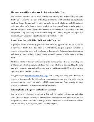 The Importance of Hiring a Licensed Bee Exterminator in Las Vegas