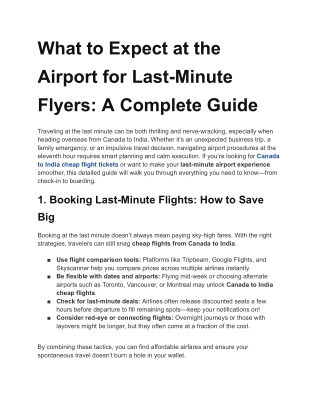 Last-Minute Travel Tips: Airport Guide from Canada to India