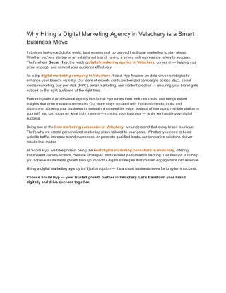 Why Hiring a Digital Marketing Agency in Velachery is a Smart Business Move