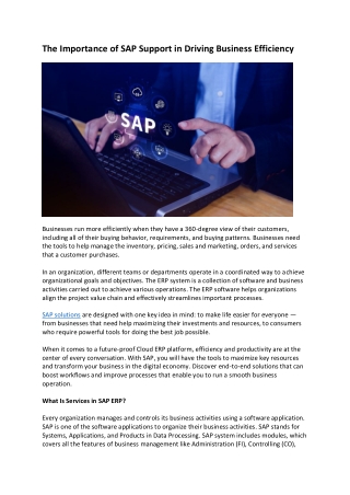The Importance of SAP Support in Driving Business Efficiency