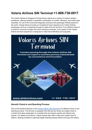 Volaris Airlines SIN Terminal  1-888-738-0817