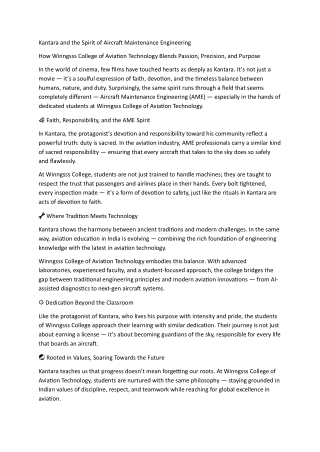 Kantara and the Spirit of Aircraft Maintenance Engineering