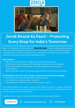 ZeroB Bharat Ka Paani – Protecting Every Drop for India’s Tomorrow