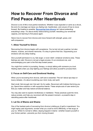 How to Recover From Divorce and Find Peace After Heartbreak