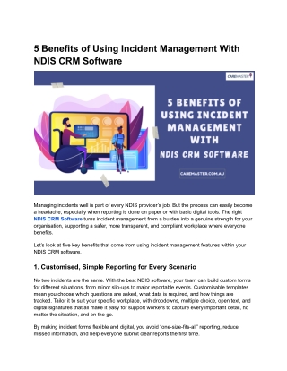 5 Benefits of Using Incident Management With  NDIS CRM Software