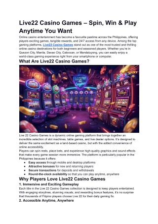 Live22 Casino Games