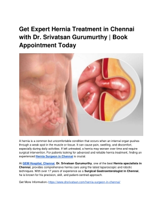 Get Expert Hernia Treatment in Chennai with Dr. Srivatsan Gurumurthy